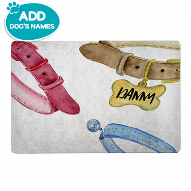 Personalized Dog Gift Idea - Watercolor Three Dog Tag For Puppy Lovers - Doormat